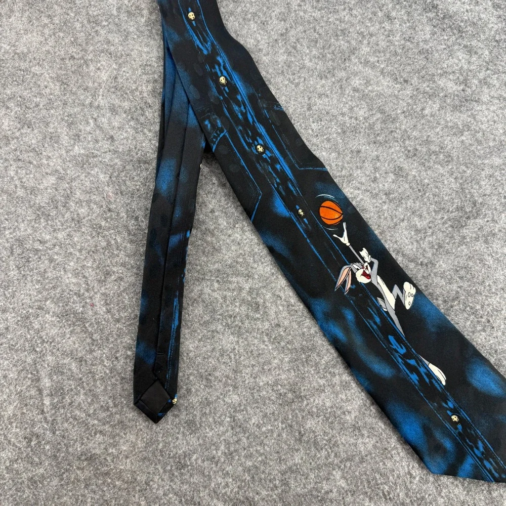Looney Tunes Tie Mens OS‎ Blue Bugs Bunny Basketball Space Jam Vintage 90s Mania